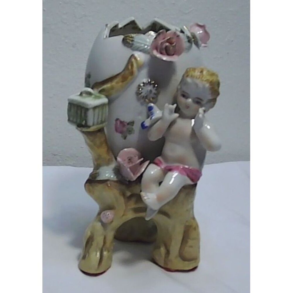 Vintage, Cherub, Vase, Planter, Porcelain, ULAGCO, Japan, 1950's, 5.5' B45-7-6
